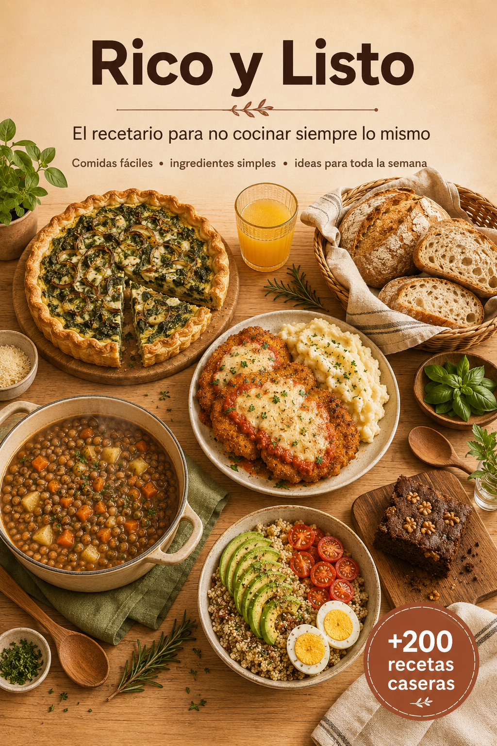 Rico y Listo: Recetario Familiar + 7 Bonos para Organizar tus Comidas