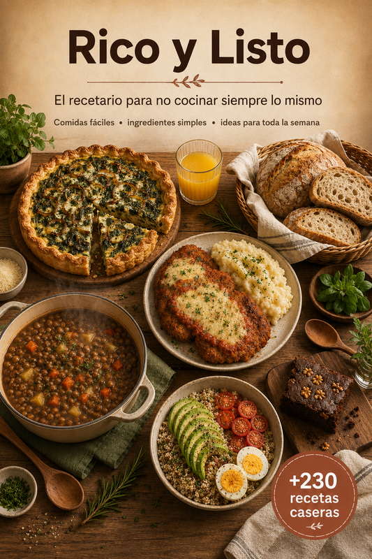 Rico y Listo: Recetario Familiar + 7 Bonos para Organizar tus Comidas - +230 RECETAS