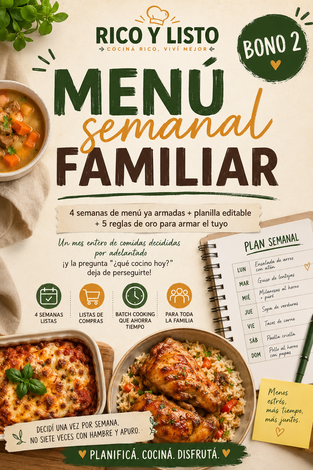 Menú familiar Rico y Listo
